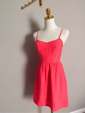J.Crew Neon Pink Fit & Flare Cami Dress Size 00